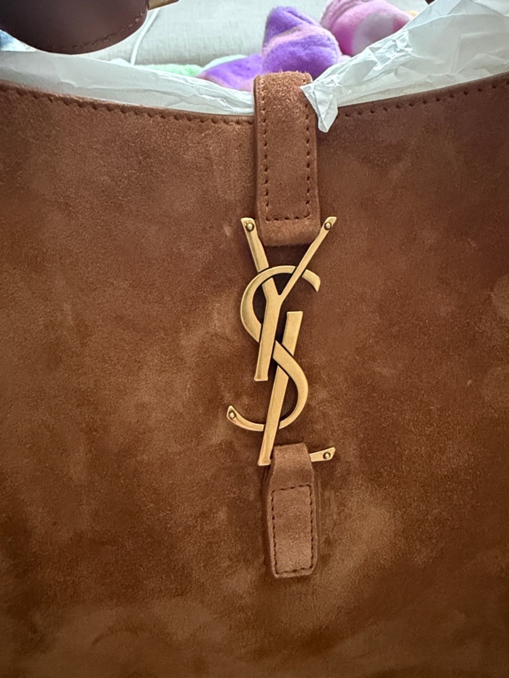 Yves Saint Laurent Caramel Cognac Suede Hobo Bag - Picture 4 of 7